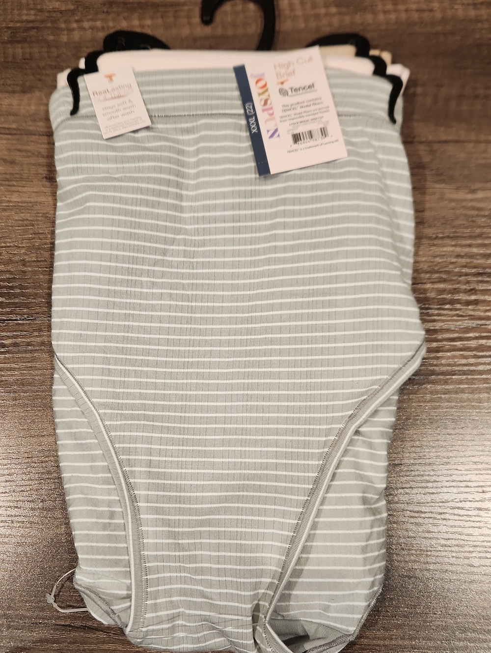 NWT Joyspun 3pk Gray & White Striped, Pink & Tan High Cut Briefs